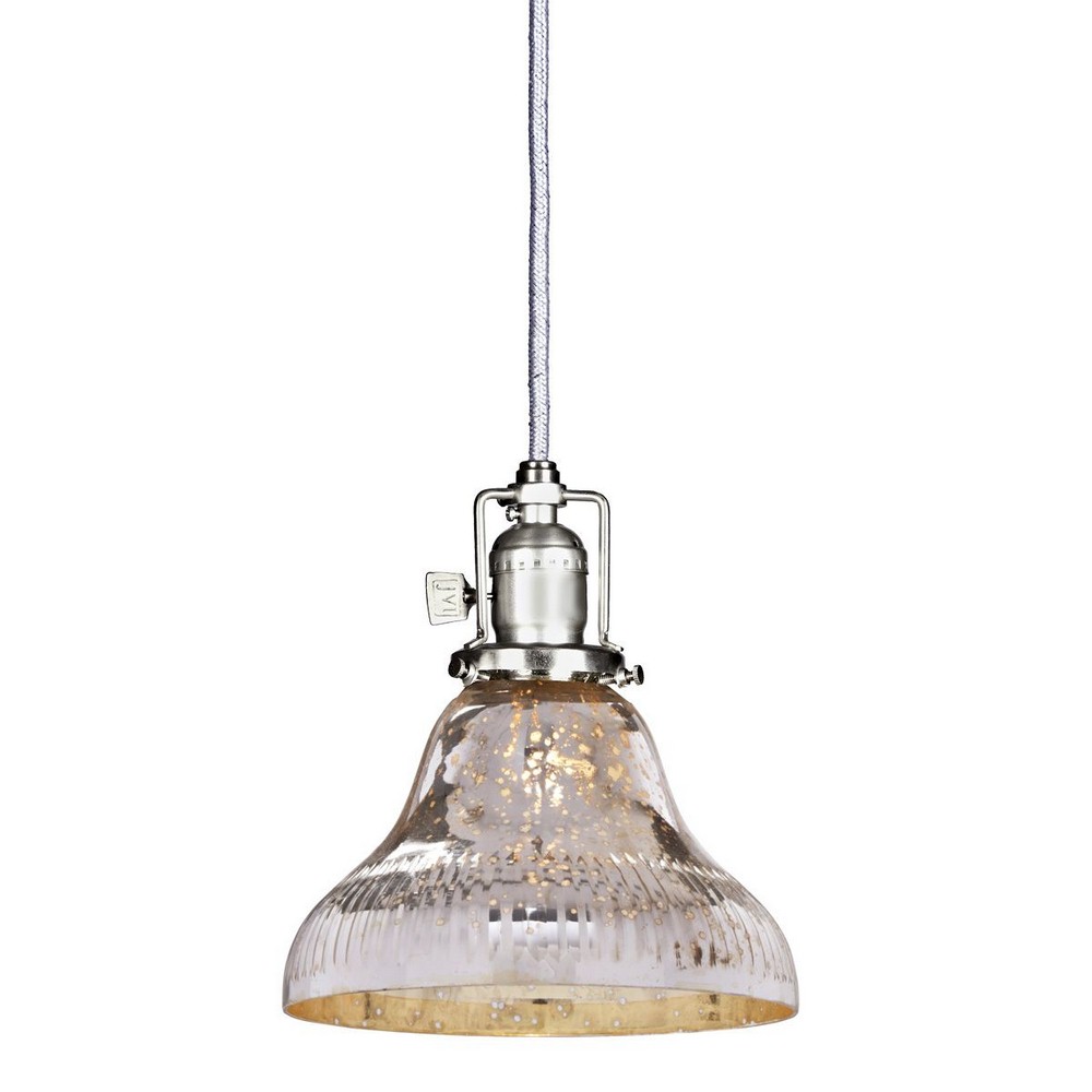 JVI Designs-1200-17 S11-SR-Union Square - One Light Bell Pendant Pewter  Antique Mercury Ribbed Glass